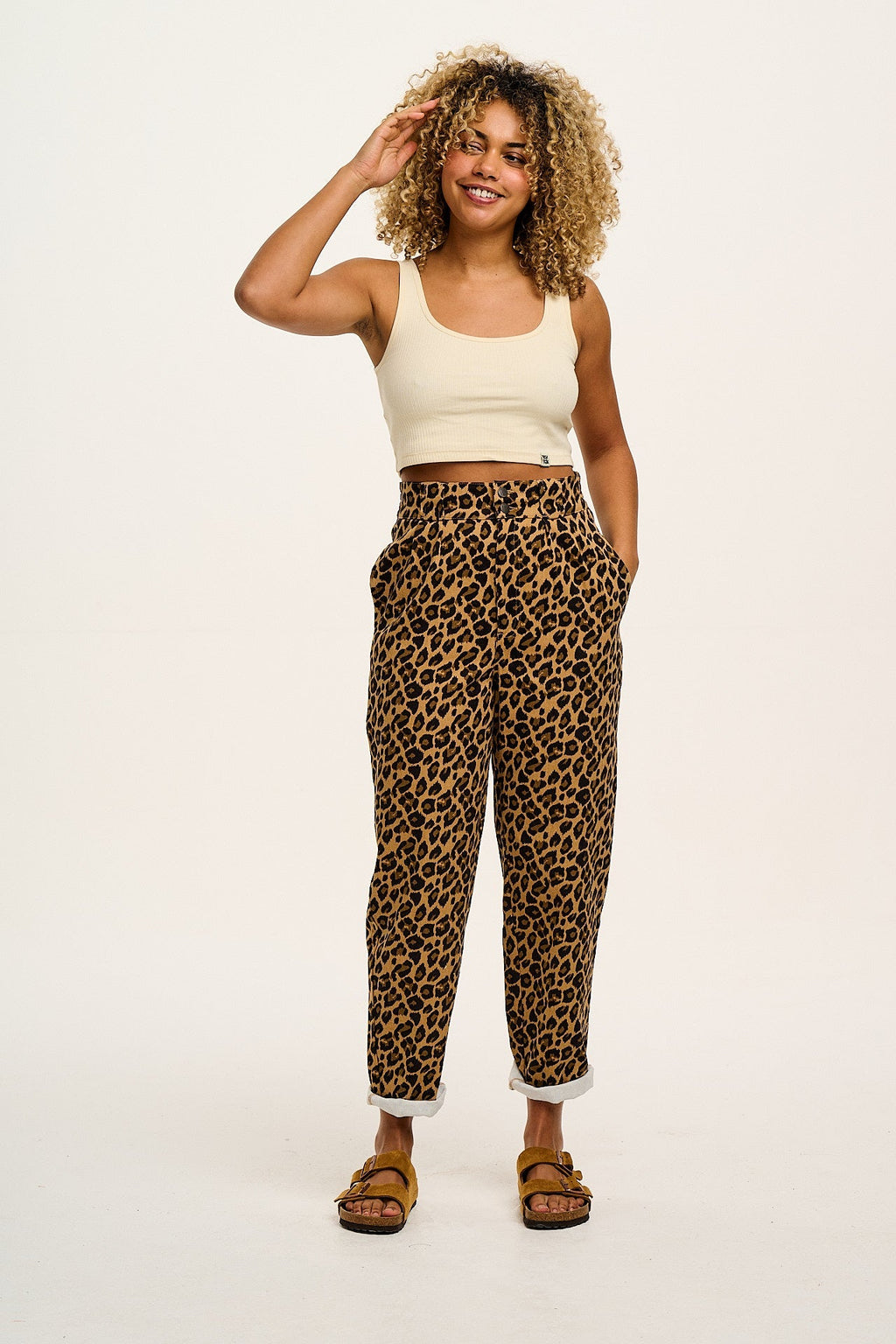 Addison - Cotton Jeans in Leopard Print