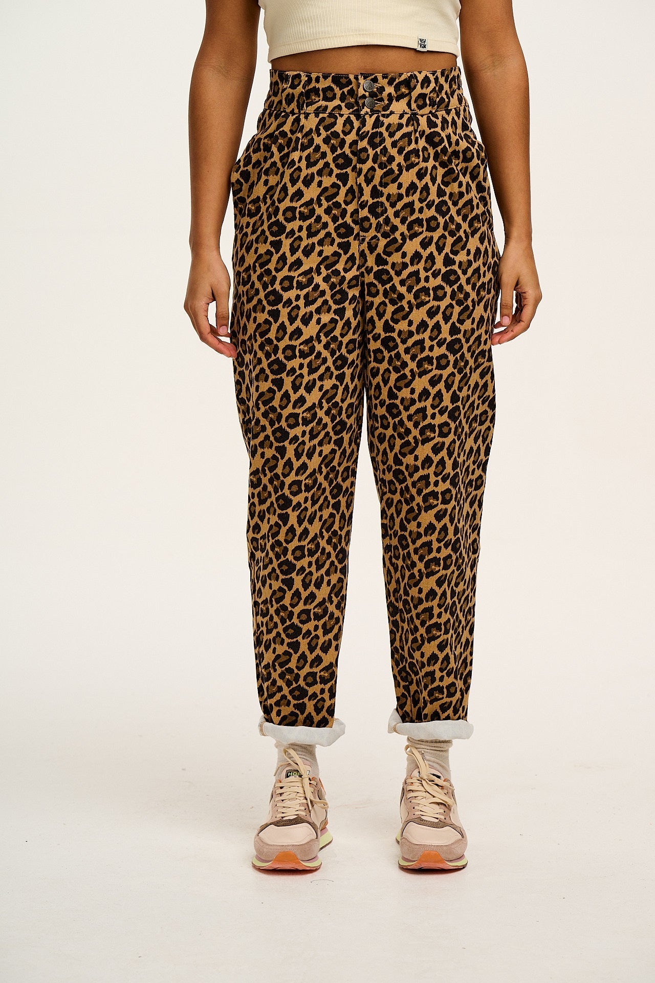 Addison - Cotton Jeans in Leopard Print