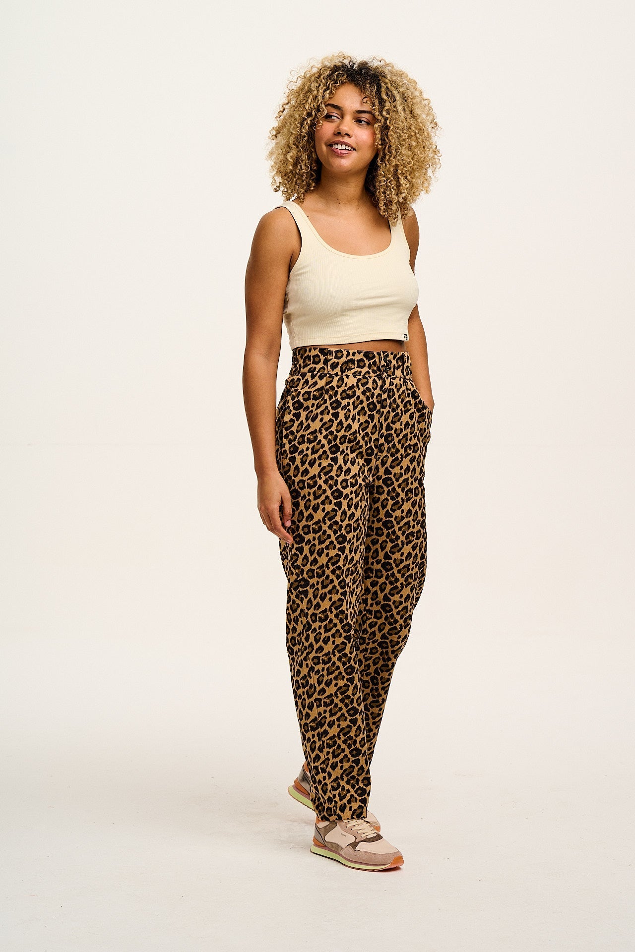 Addison - Cotton Jeans in Leopard Print
