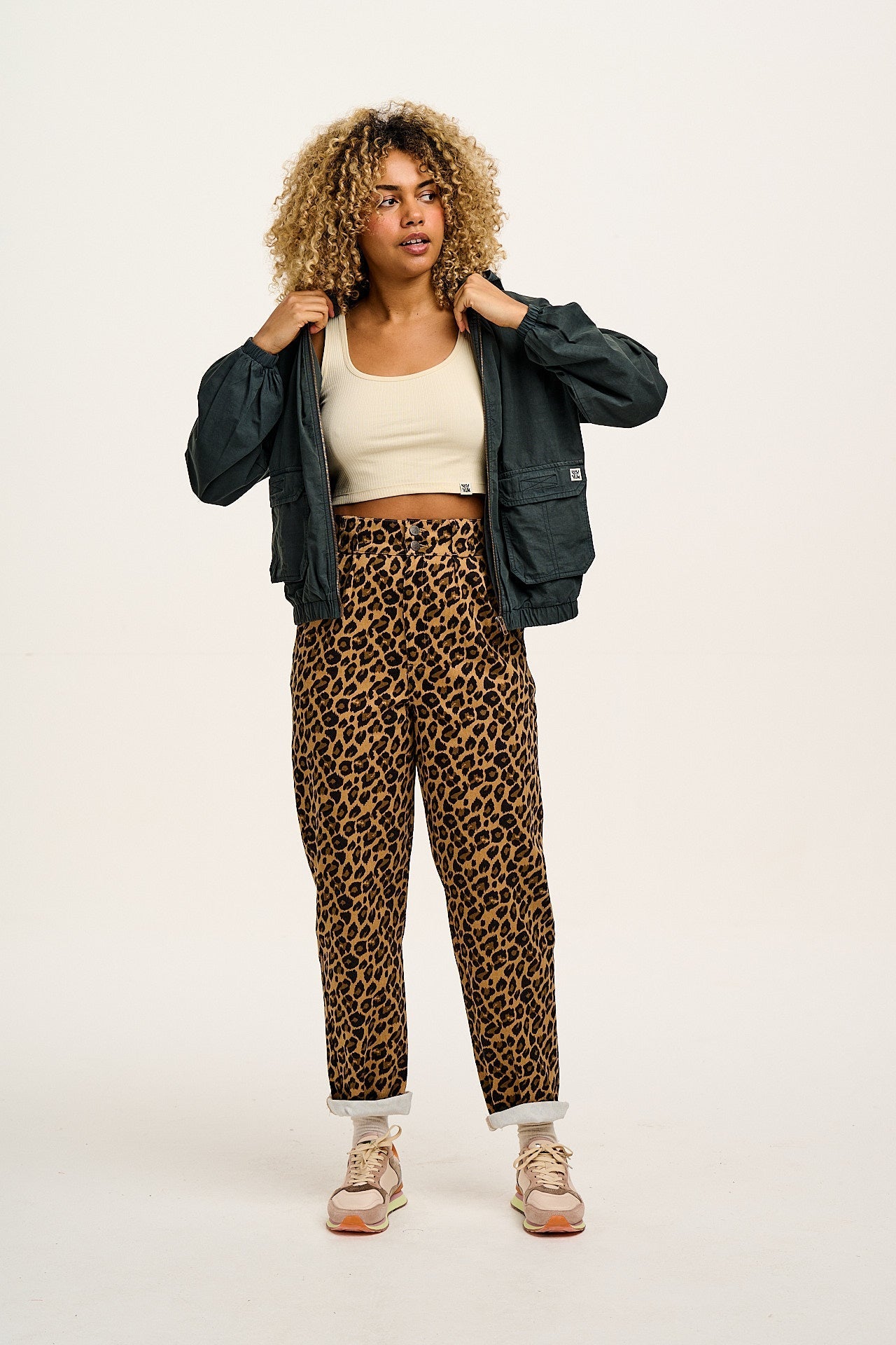 Addison - Cotton Jeans in Leopard Print