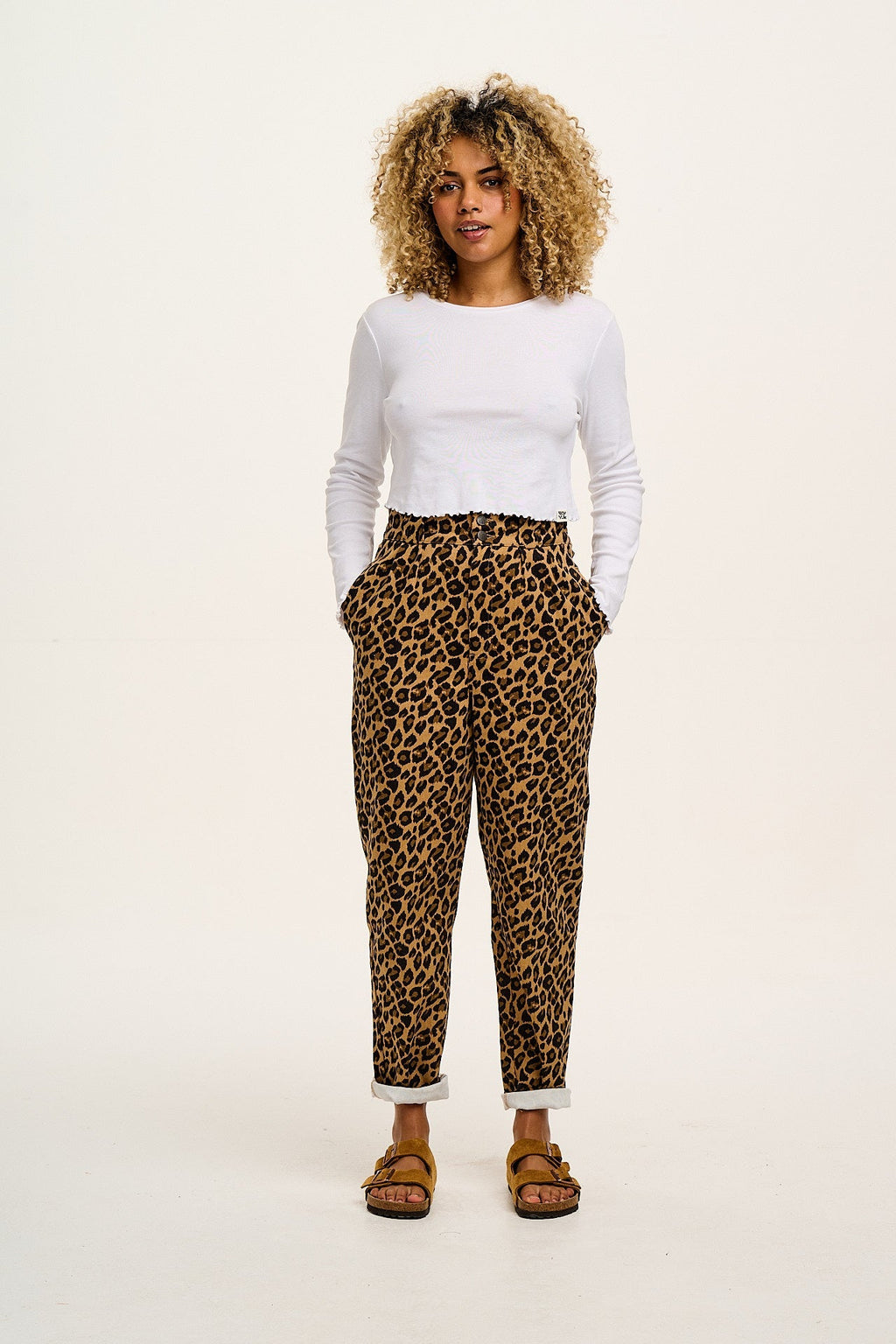 Addison - Cotton Jeans in Leopard Print