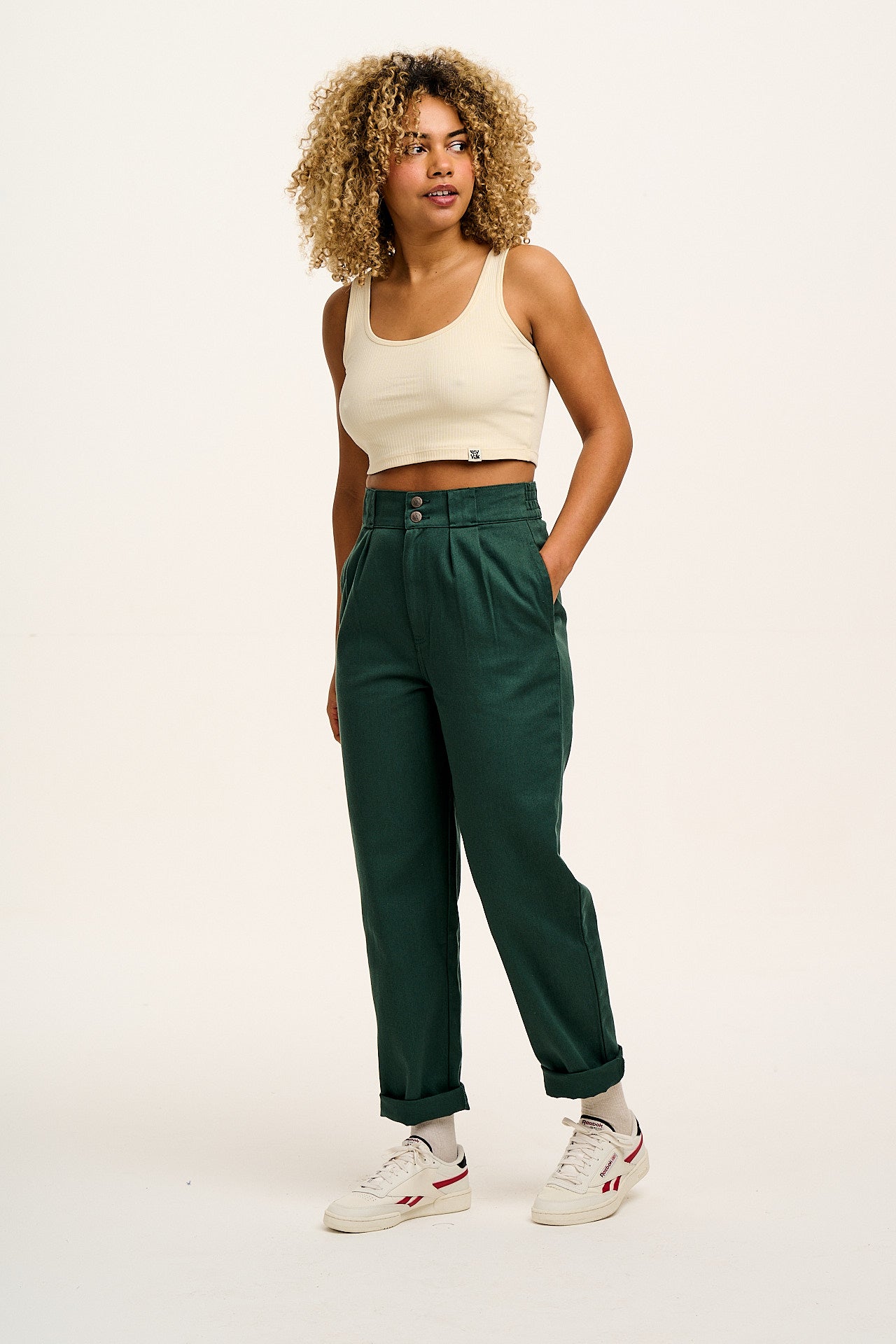Addison - Cotton Jeans in Posy Green