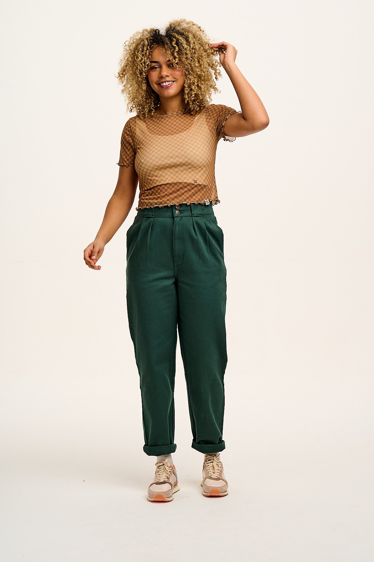 Addison - Cotton Jeans in Posy Green
