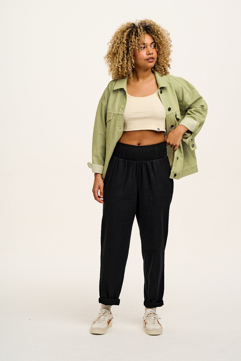 Alexa - Cotton Trousers in Black