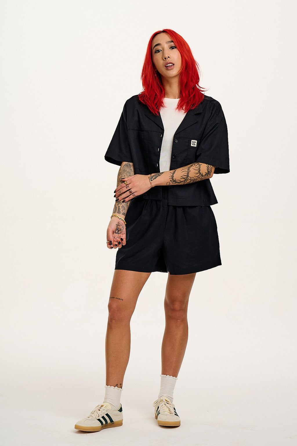 Alfie - Cotton & Linen Shirt in Black