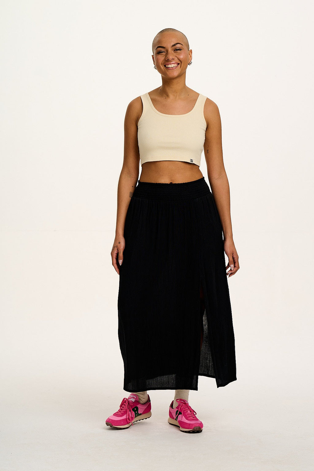 Poppy - Elasticated Waist Skirt in Black