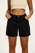 Lexi - High Waist Denim Shorts in Washed Black