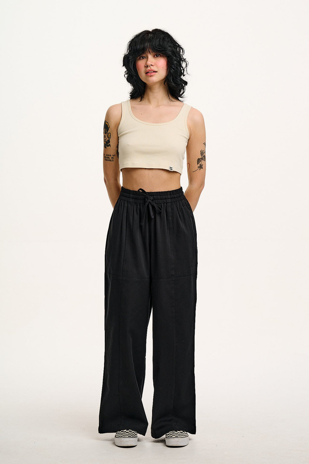 Norris - Cotton Trousers in Black