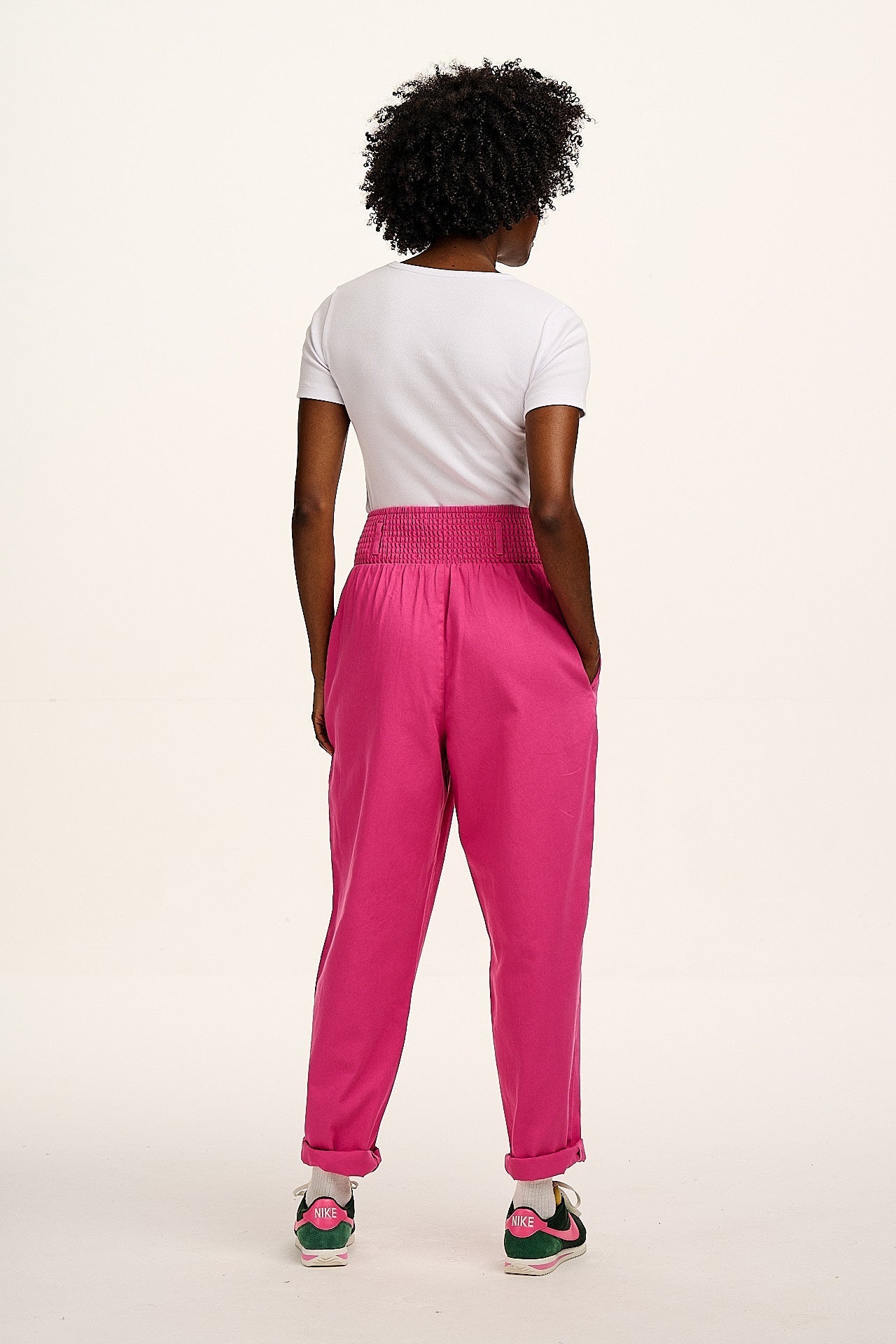 Alexa - Cotton Trousers in Mulberry Pink