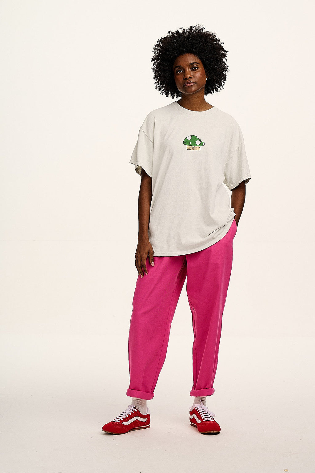 Alexa - Cotton Trousers in Mulberry Pink