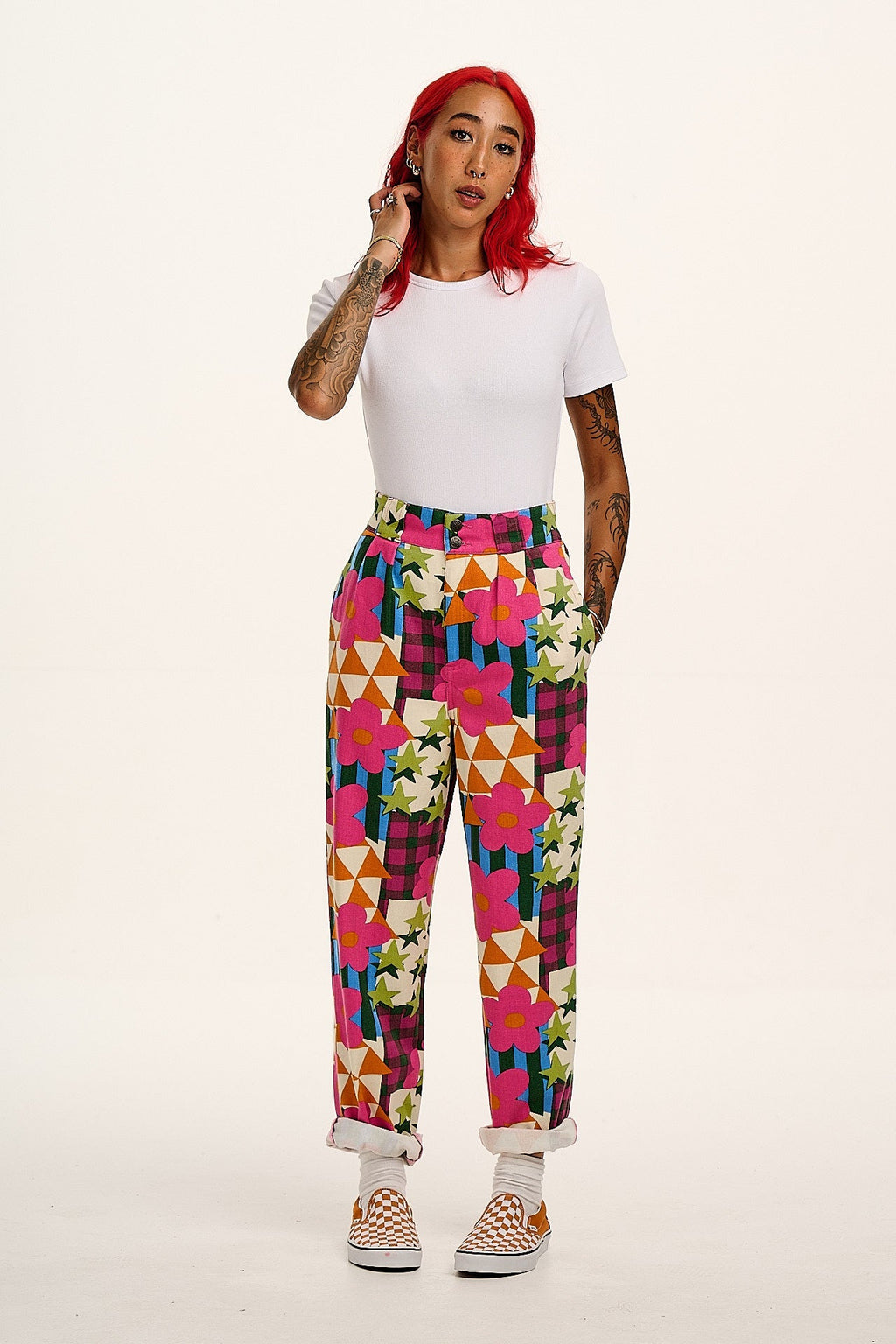 Addison - Cotton Jeans in Young at Heart Print