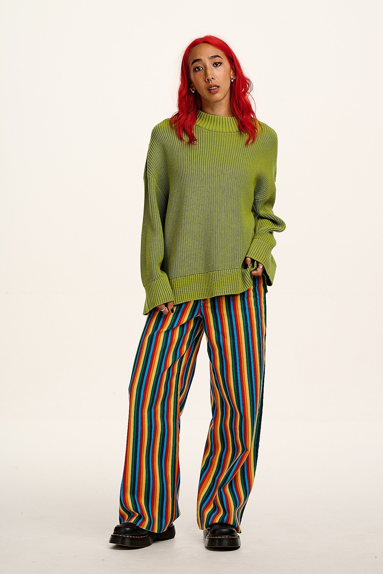 Carter - High Waisted Jeans in Rainbow Print