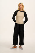 Chuck - Wide Leg Cotton Trousers in Black