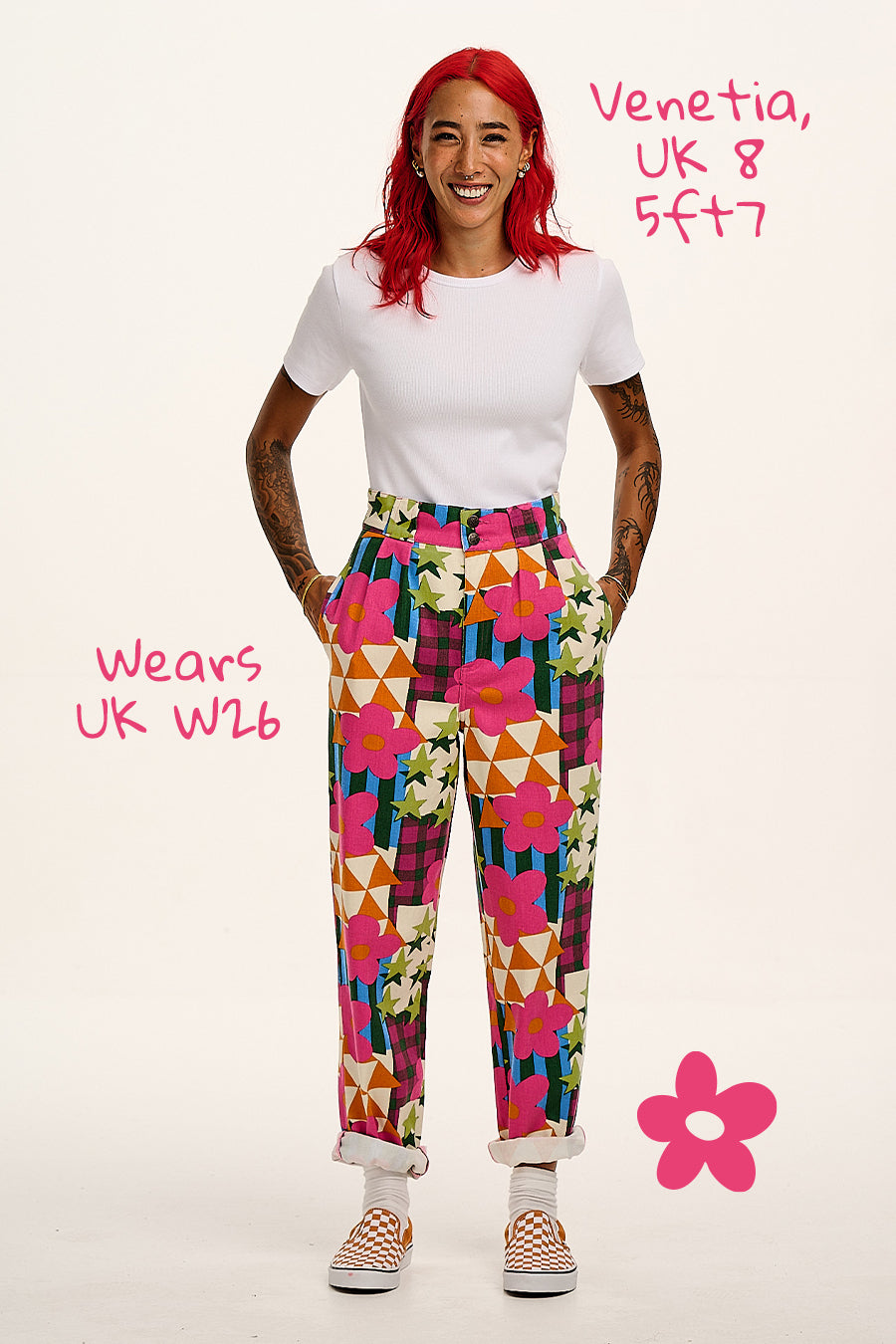 Addison - Cotton Jeans in Young at Heart Print