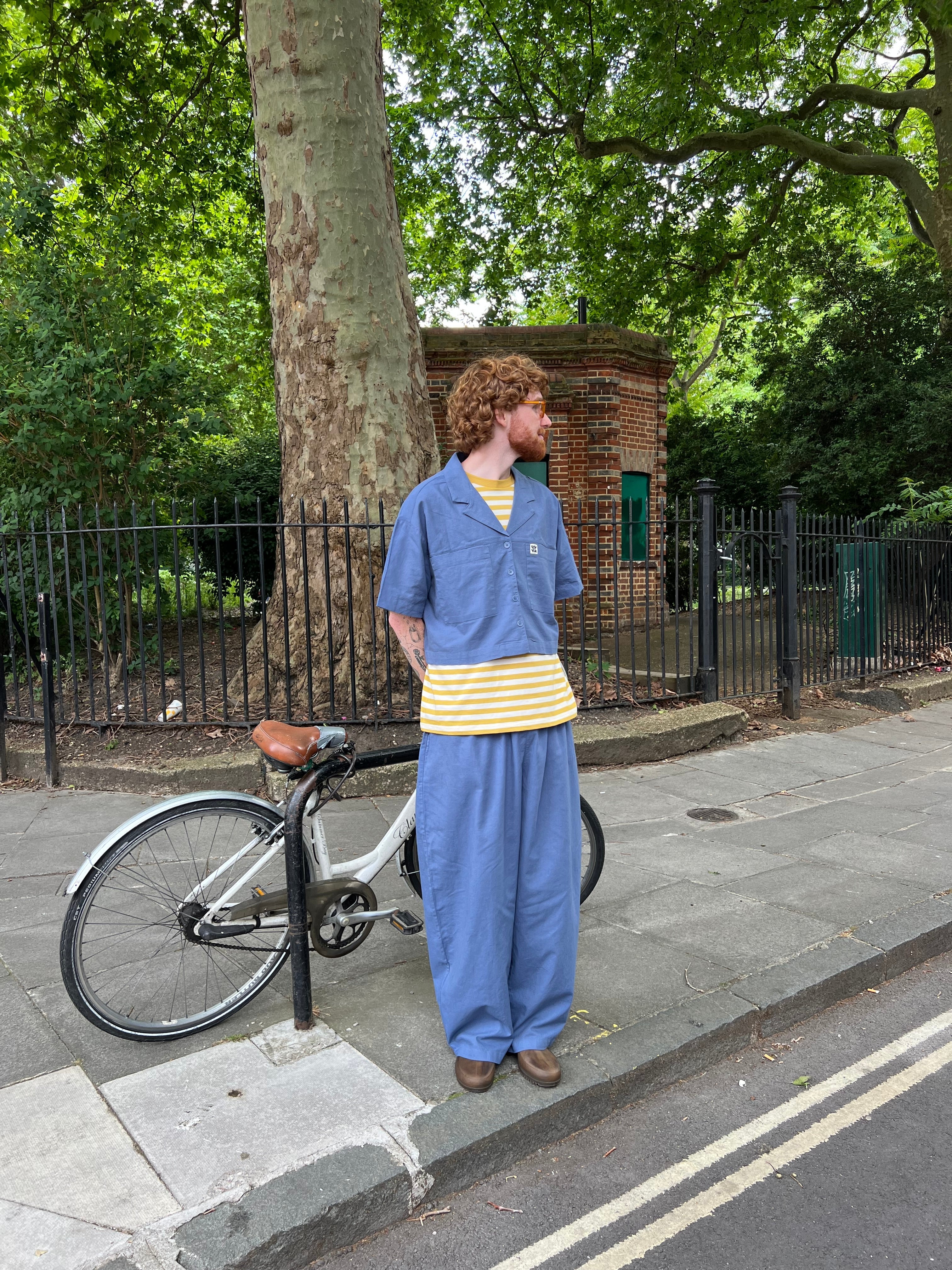 Alfie - Cotton & Linen Shirt in Vintage Indigo